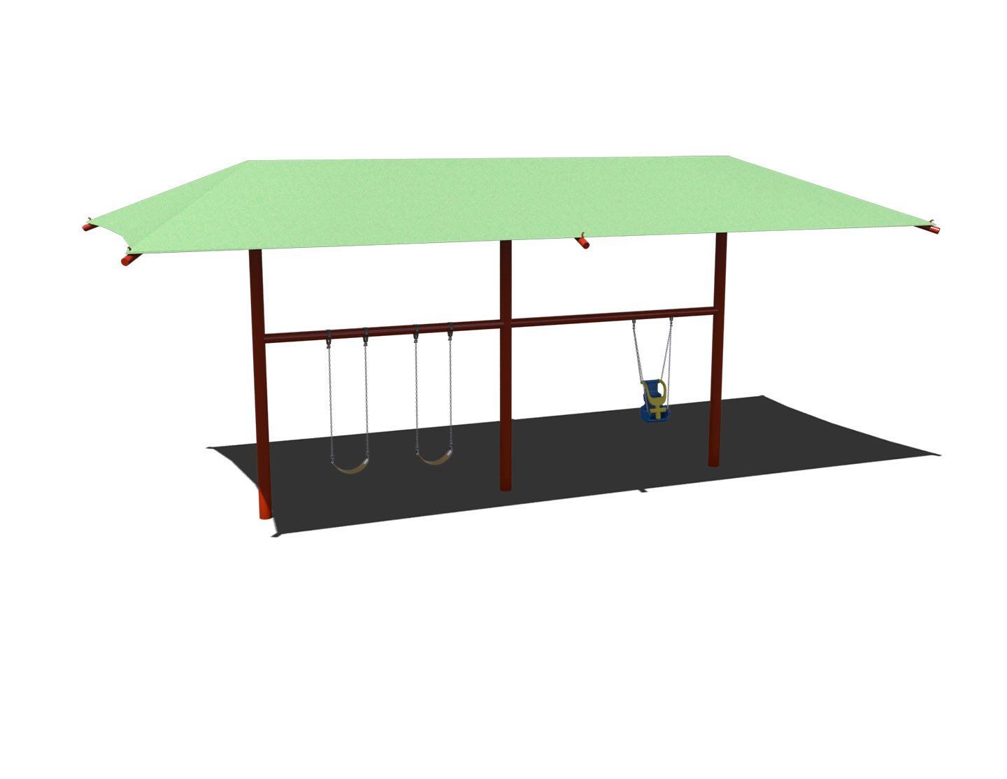 2-Bay Single Post Swing Frame with Shade